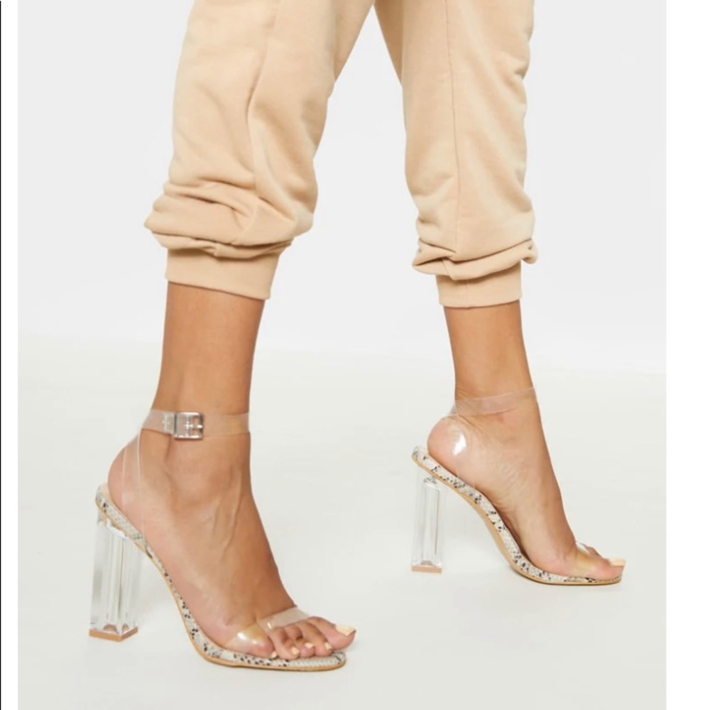 Pretty Little Thing Snake Clear Block Heel Sandal - image 1